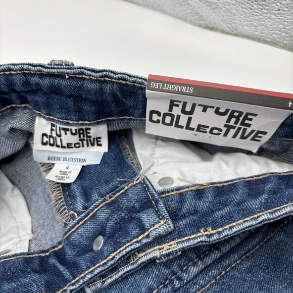 Future Collective Reese Sz 4 Western Seamed High Rise Straight Leg Denim Jeans - Picture 7 of 7